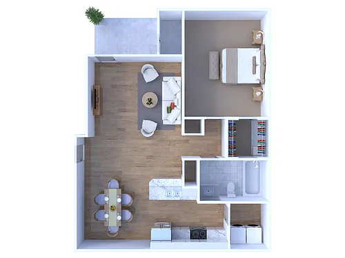 Floor plan 1 BR - 1 BTH Upgraded