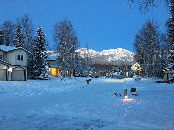 View of the neighborhood and mountains from the front of the house