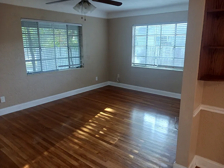 View of living room from dining area.
