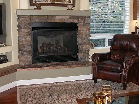 Great room stone fireplace