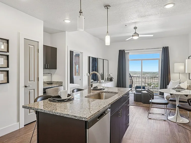 One Bedroom Suite with Kitchen Island and Office Desk Built-In