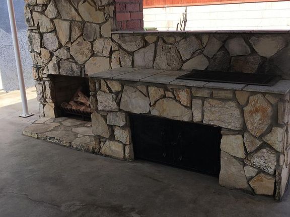 Fire place in covered patio