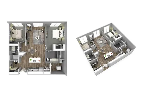 Floor plan Two Bedroom with Office