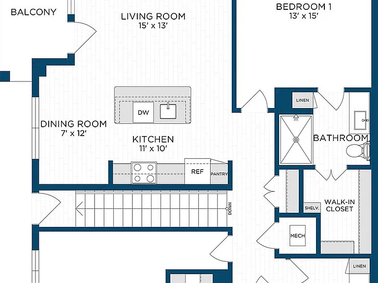 Floor Plan B1 | Echelon at Charlotte | Apartments in Charlotte, NC Floor Plan B1 | Echelon at Charlotte | Apartments in Charlotte, NC