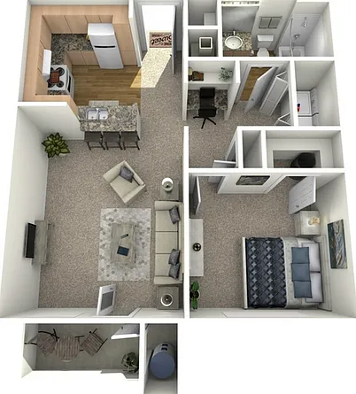 1 Bedroom, 1 Bathroom, Income Restricted 1 Bedroom, 1 Bathroom, Income Restricted