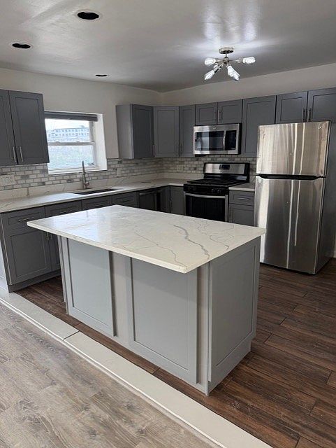 Newly renovated kitchen with quartz countertops