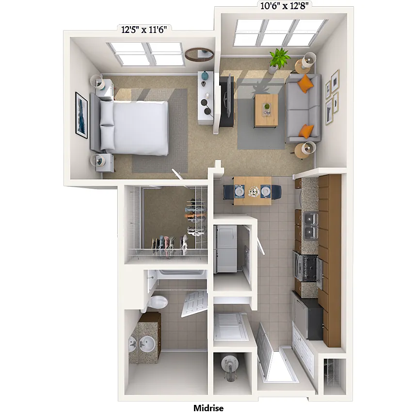 Floor plan Studio 0x1 670 SF