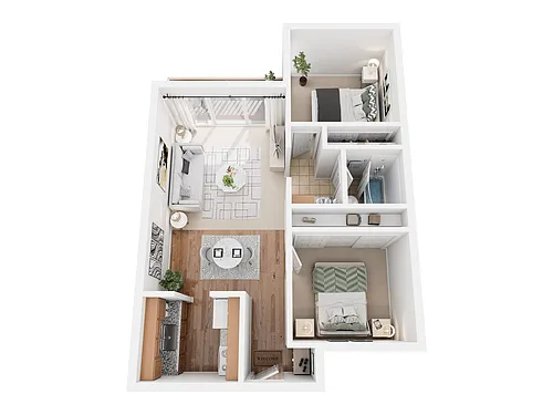 Floor plan 2 Bedroom 1 Bath