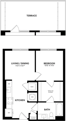 Floor plan 1 Bed/ 1 Bath-A03
