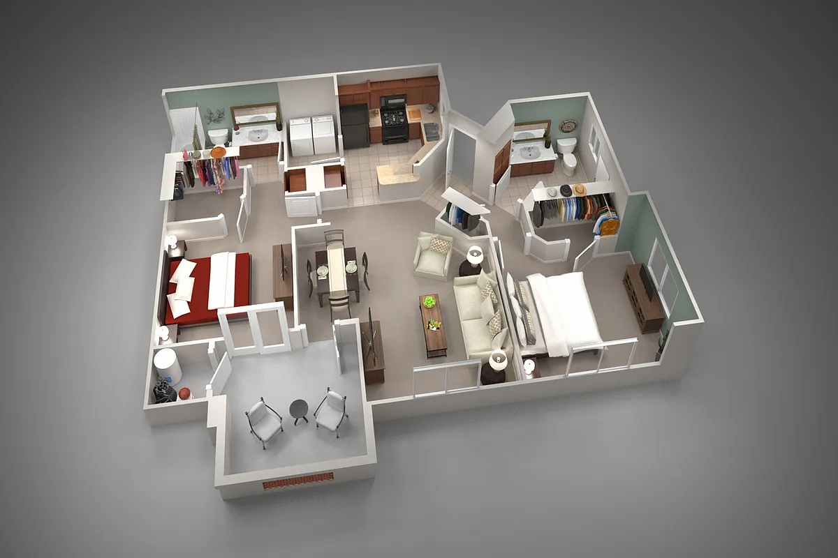Floor plan Two Bedroom/Two Bath