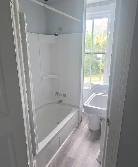 2nd floor bathroom. The bathroom is very small, but also very clean and functional.