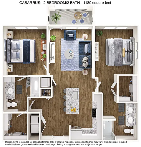 Floor plan 2x2 Cabarrus B1