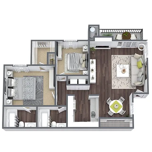 Floor plan B2: 2 Bed 2 Bath