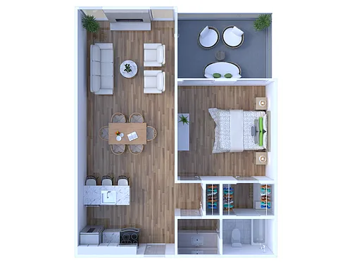 Floor plan 1 Bedroom, 1 Bath