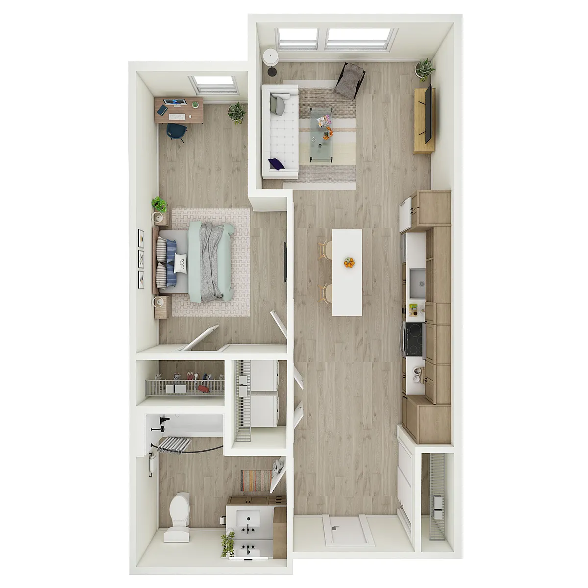 Floor plan 1 Bed 1 Bath - MFTE - a76.1