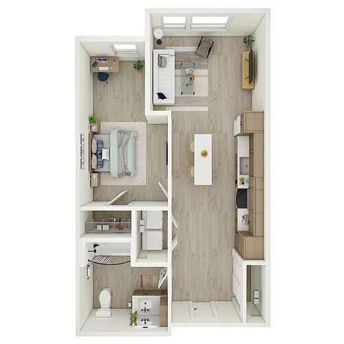 Floor plan 1 Bed 1 Bath - MFTE - a76.1