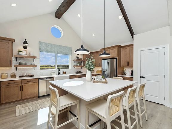 Kitchen with pendant lights