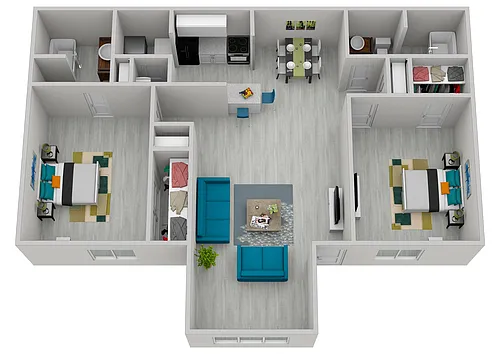 Floor plan 2 Bed 2 Bath Premium