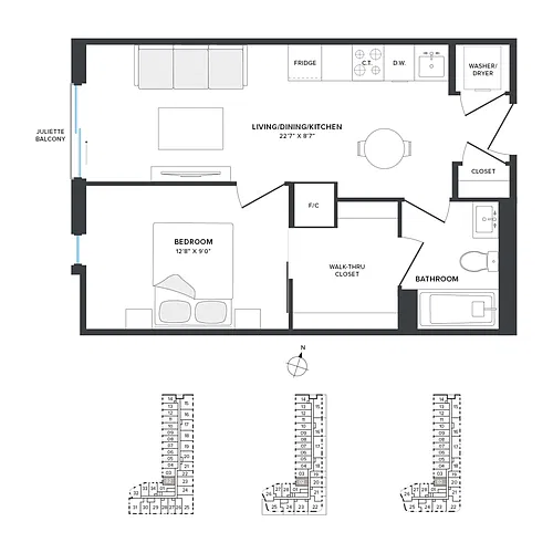 Floor plan A03 One Bedroom