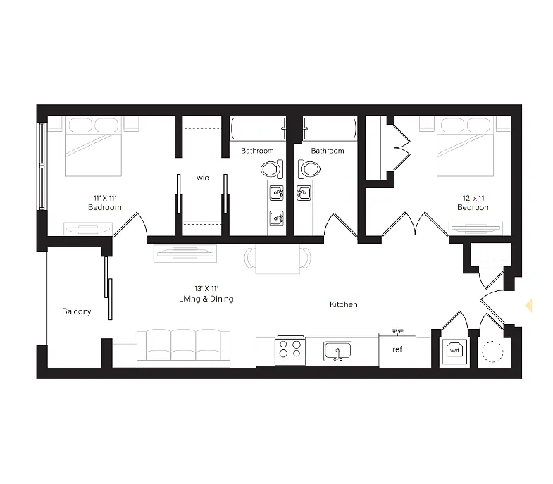 Floor plan A7 W/ Den 318 Collection