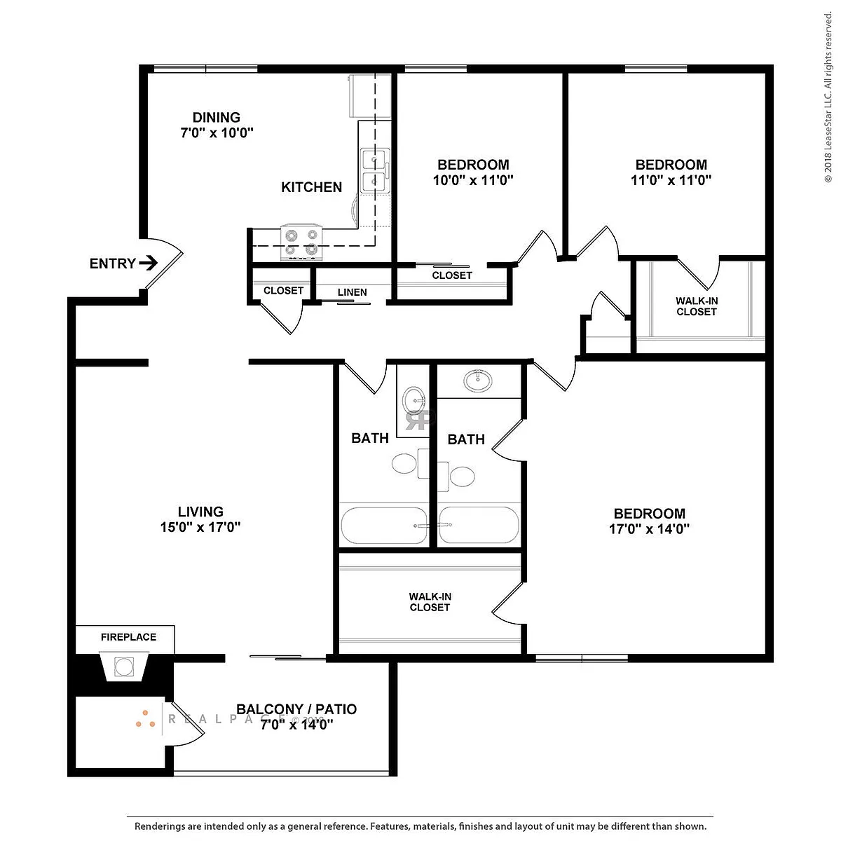 Floor plan C1 - Three Bedroom Flat