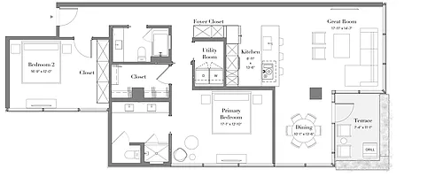 Floor plan 05 | 2B-02 | 2 Bed | 2 Bath