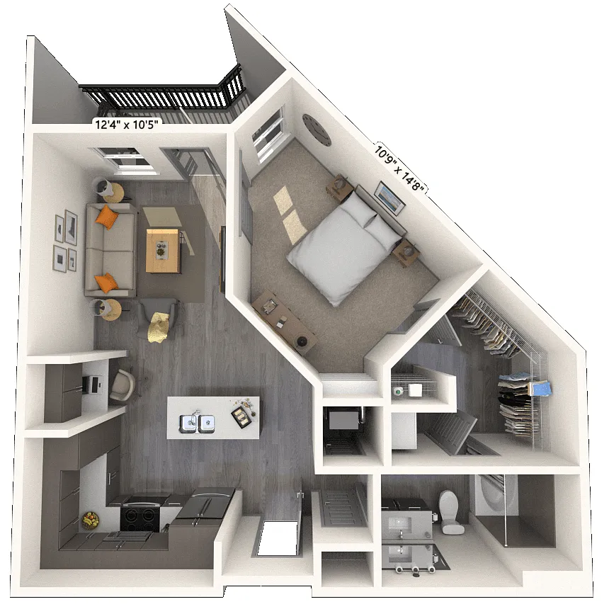 Floor plan Traditional 1x1 698-789 SF