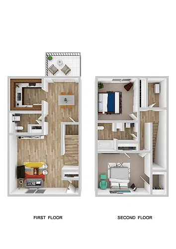 Floor plan Two Bed 1.5 Bath Townhouse