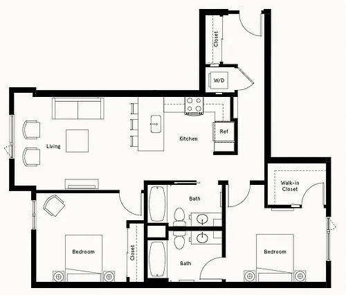 Floor plan 2 Bed/2 Bath-H2