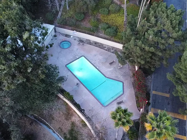 Ariel view of pool and spa area