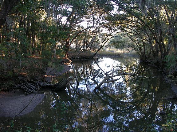 Property abuts tital inlet to a protected marsh.