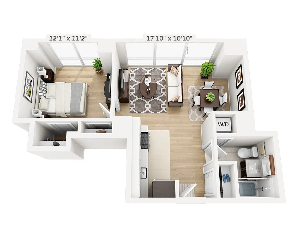 Floor plan One Bedroom (A1A-805)