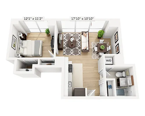 Floor plan One Bedroom (A1A-805)