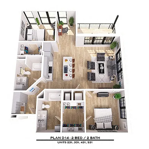 Floor plan D14 2X2