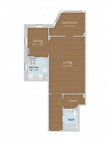 Floor plan Large Studio Sun Porch