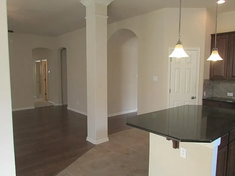 kitchen and living room view
