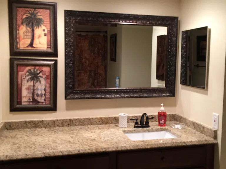 2nd
 bathroom with granite counter top and tons of storage