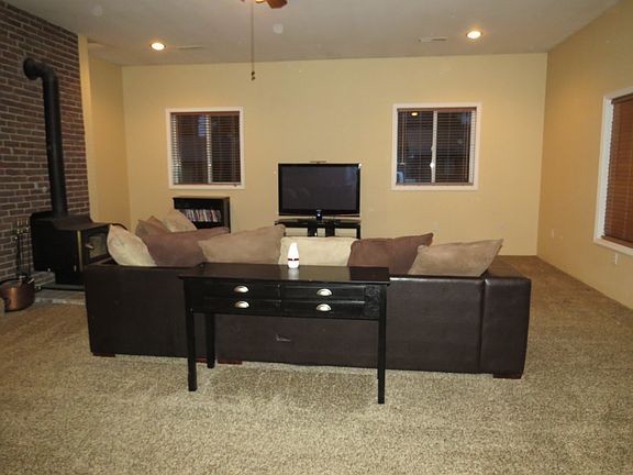 Living room with woodstove