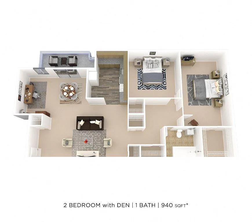 Floor plan Two Bedroom w/ Den