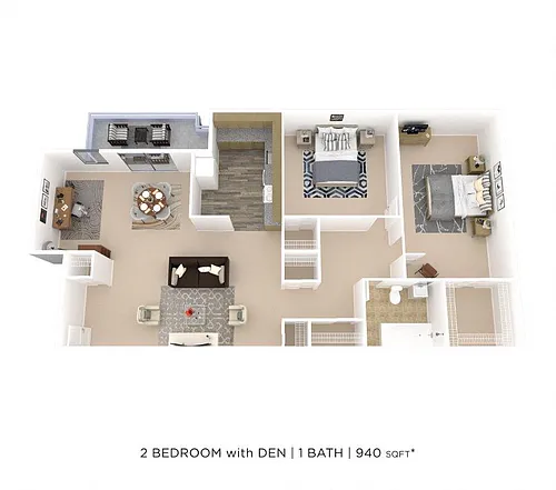 Floor plan Two Bedroom w/ Den