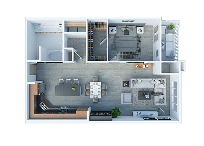 Floor plan 1 bedroom, 1 bath