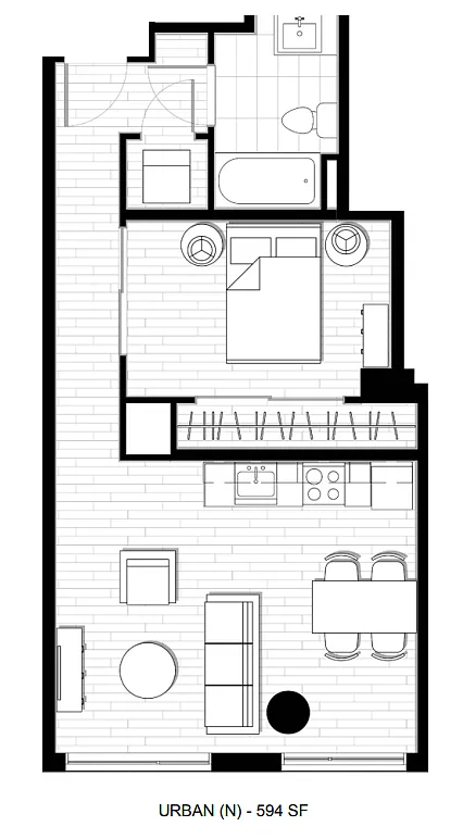 Floor plan Urban 1 Bed 1 Bath N