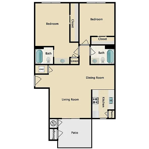 Floor plan 2 Bed 2 Bath