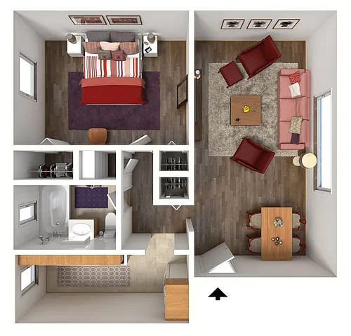 Floor plan 1 Bedroom 1 Bath