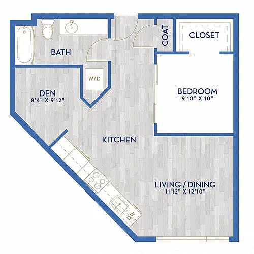 Floor plan B6 - Urban One Bed + Den