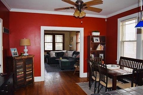 Dining room looking into living room