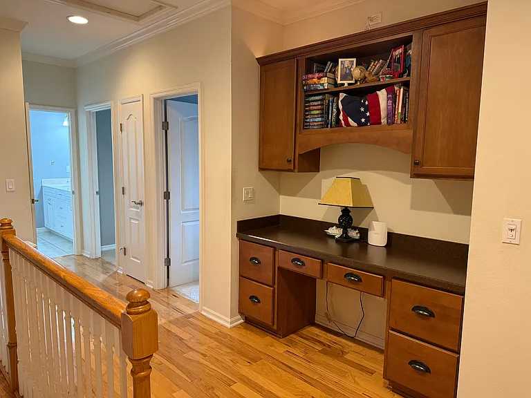 Built-in desk in upstairs area