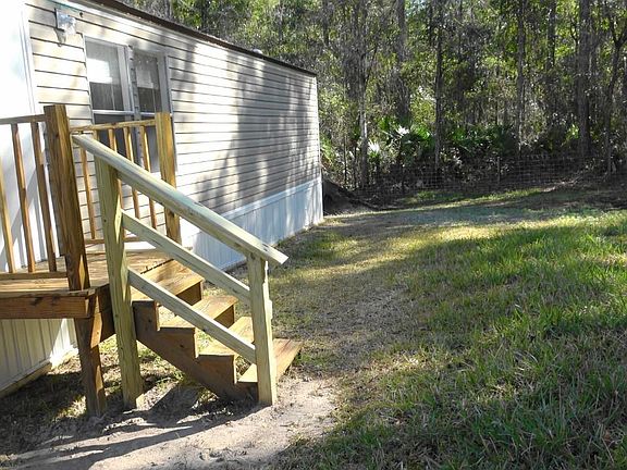 Back view of mobile home