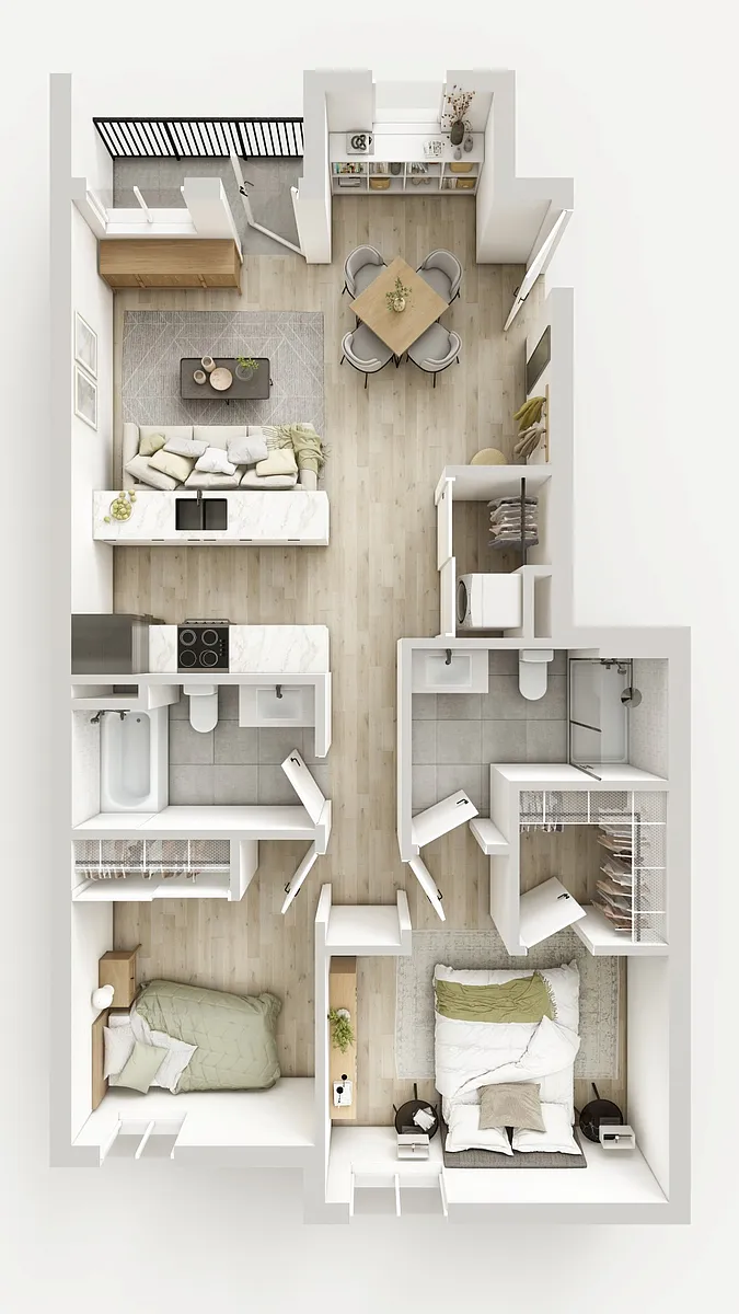 Floor plan 2 Bed 2 Bath