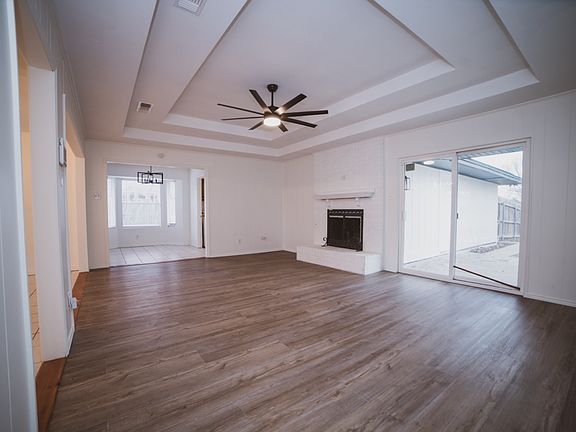 Large living room with fireplace